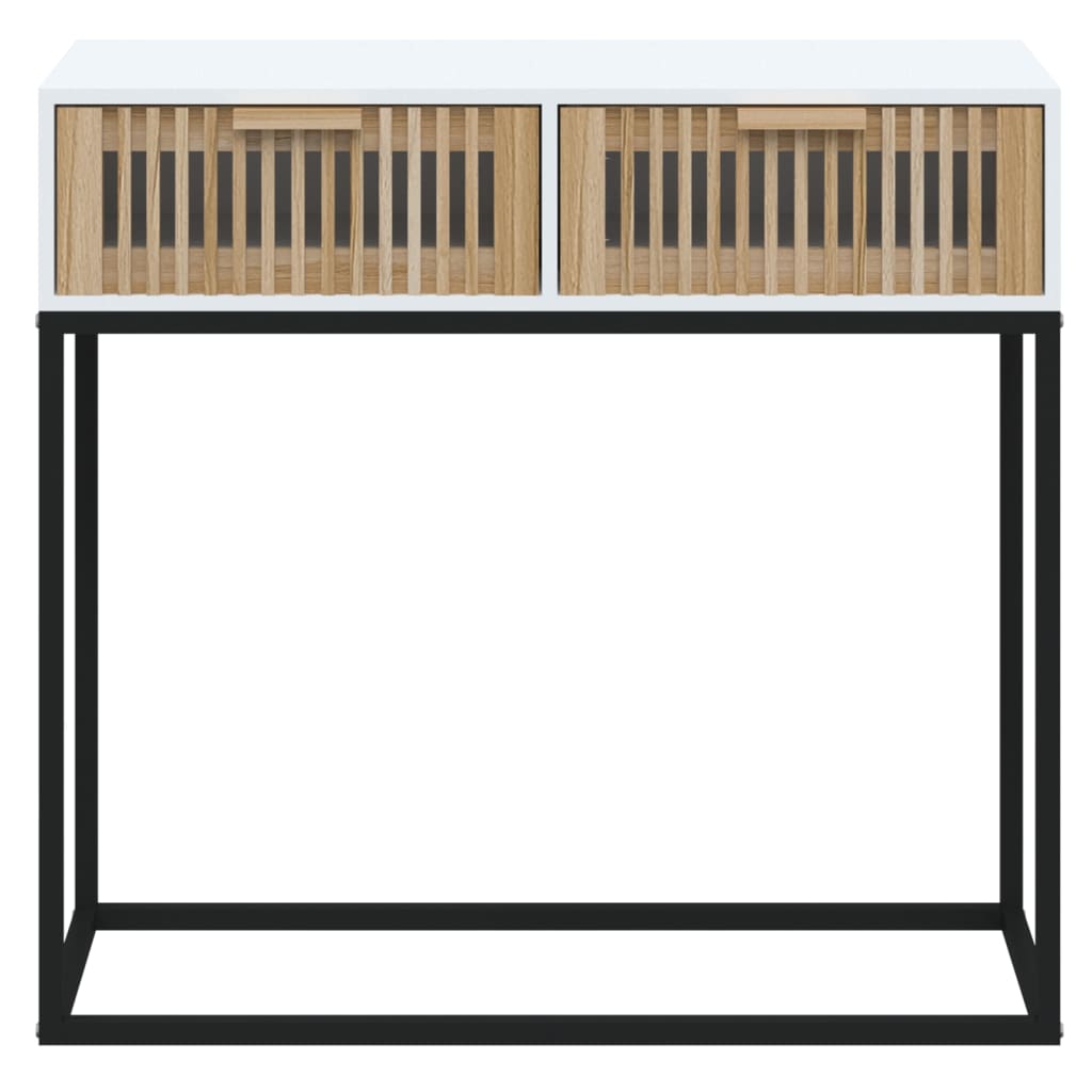 Tavolino Consolle Bianco 80x30x75 cm Legno Multistrato e Ferro