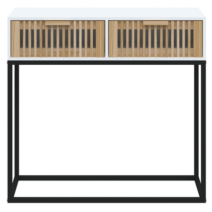 Tavolino Consolle Bianco 80x30x75 cm Legno Multistrato e Ferro