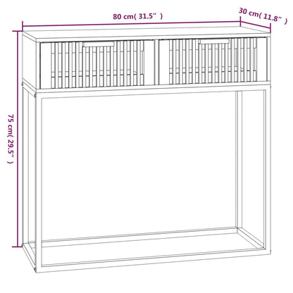 Tavolino Consolle Bianco 80x30x75 cm Legno Multistrato e Ferro | homemem39