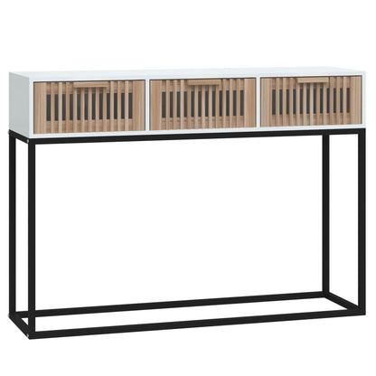Tavolino Consolle Bianco 105x30x75 cm Legno Multistrato e Ferro | homemem39