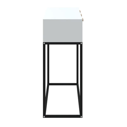 Tavolino Consolle Bianco 105x30x75 cm Legno Multistrato e Ferro | homemem39