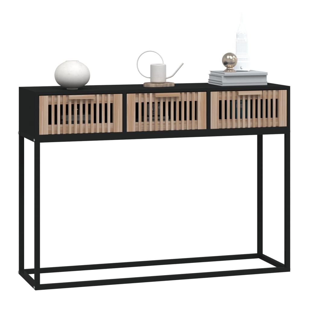 Tavolino Consolle Nero 105x30x75 cm Legno Multistrato e Ferro | homemem39