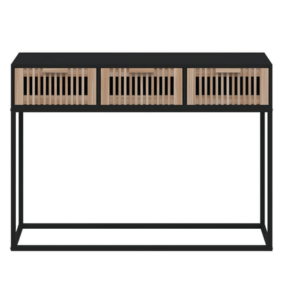Tavolino Consolle Nero 105x30x75 cm Legno Multistrato e Ferro