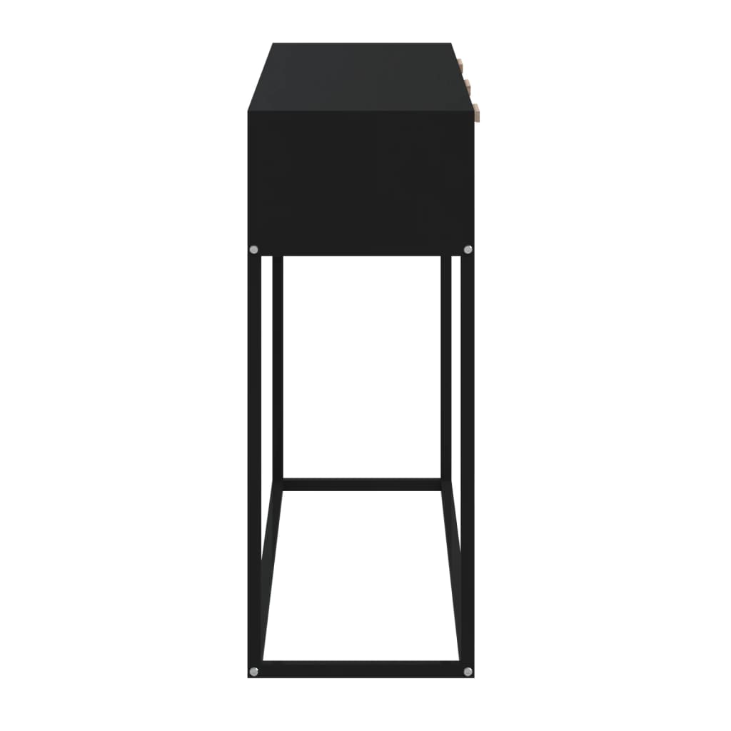 Tavolino Consolle Nero 105x30x75 cm Legno Multistrato e Ferro | homemem39