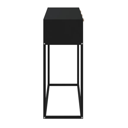 Tavolino Consolle Nero 105x30x75 cm Legno Multistrato e Ferro