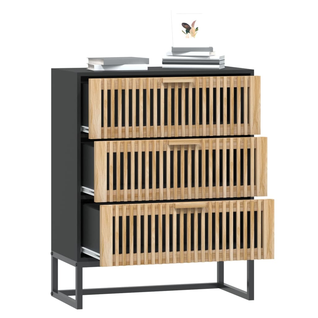 Credenza Nera 60x30x75 cm in Legno Multistrato