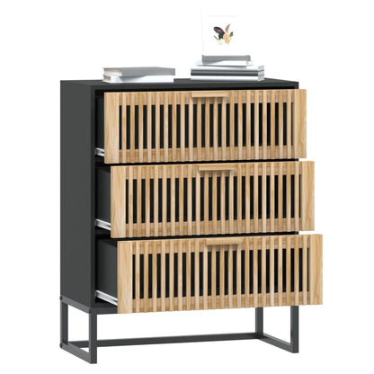 Credenza Nera 60x30x75 cm in Legno Multistrato
