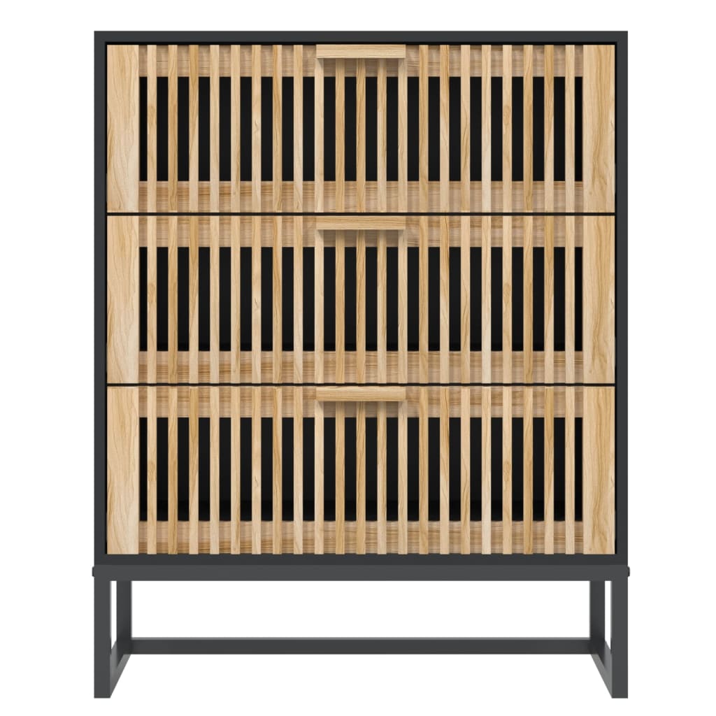 Credenza Nera 60x30x75 cm in Legno Multistrato