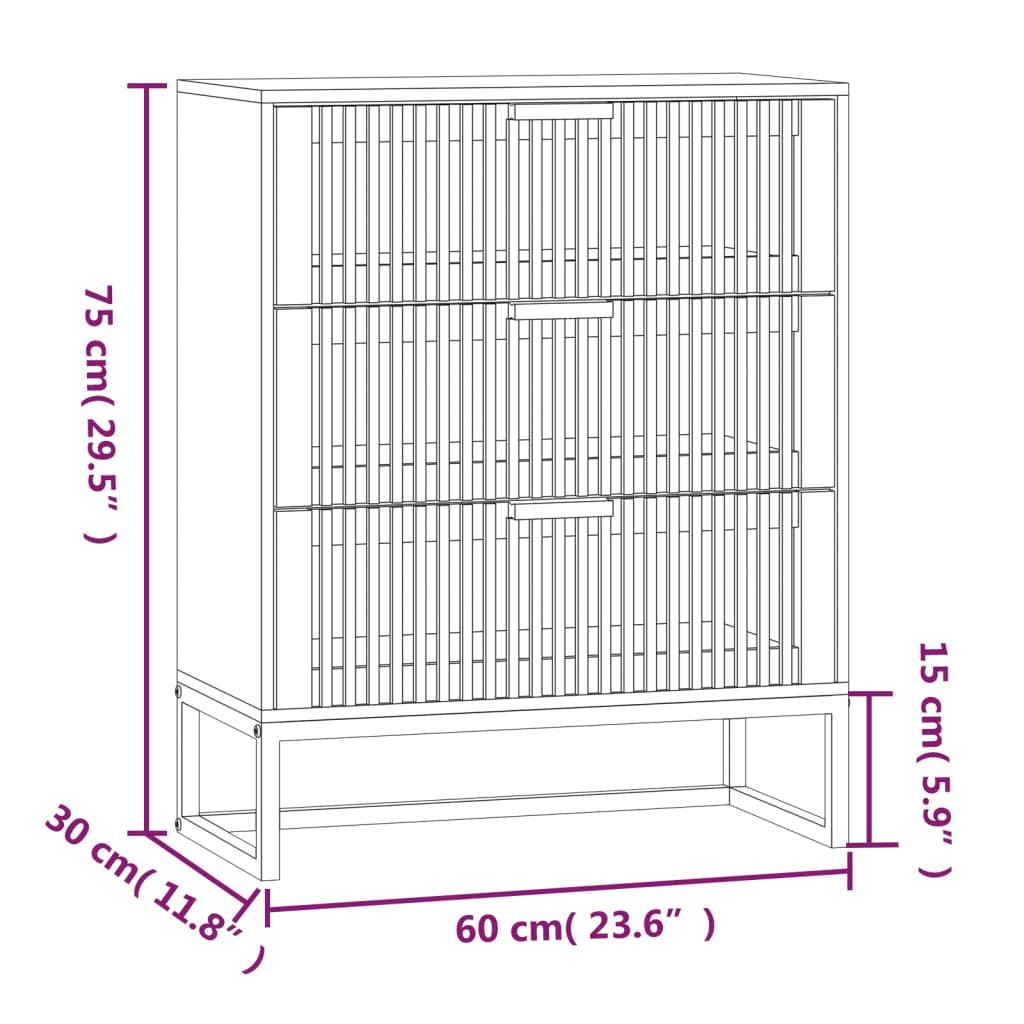 Credenza Nera 60x30x75 cm in Legno Multistrato | homemem39