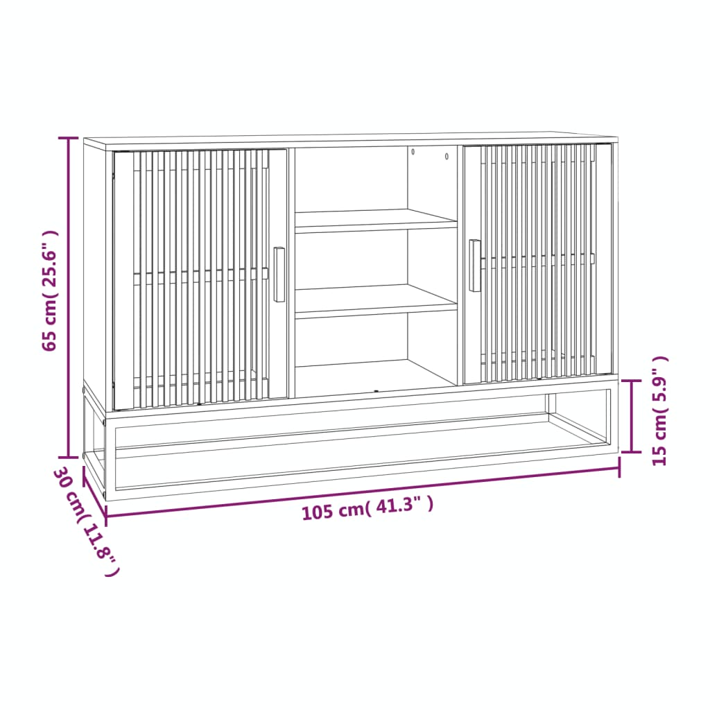 Credenza Bianca 105x30x65 cm in Legno Multistrato