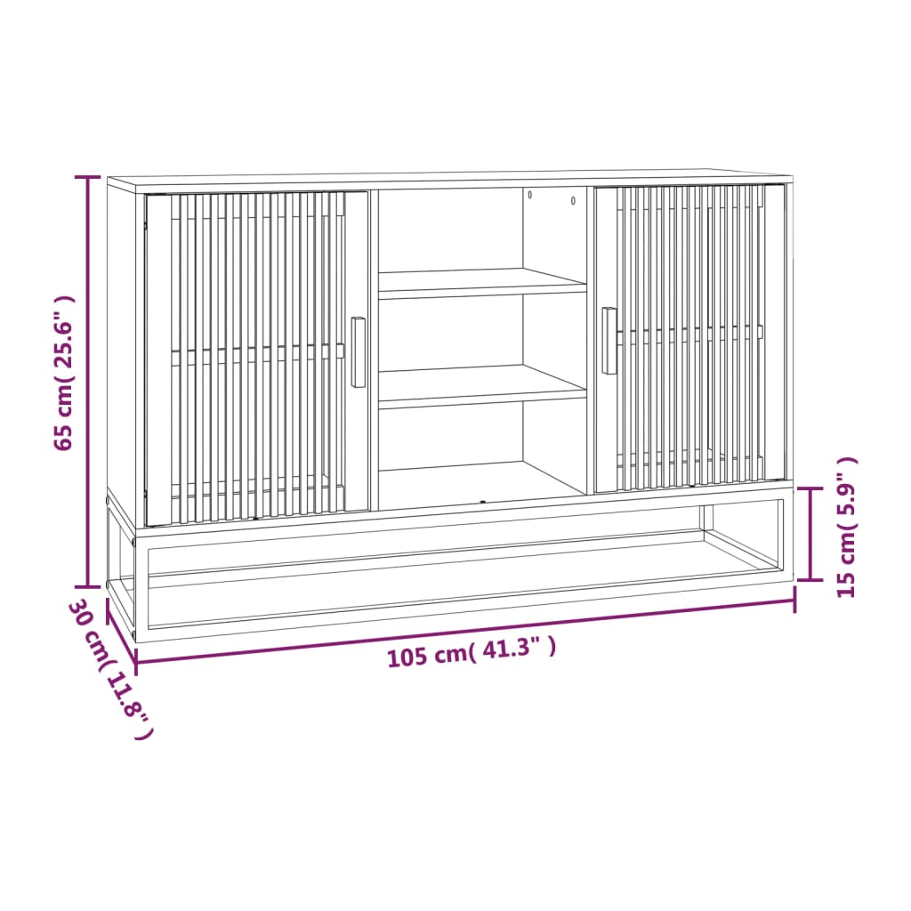 Credenza Nera 105x30x65 cm in Legno Multistrato