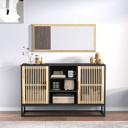 Credenza Nera 105x30x65 cm in Legno Multistrato