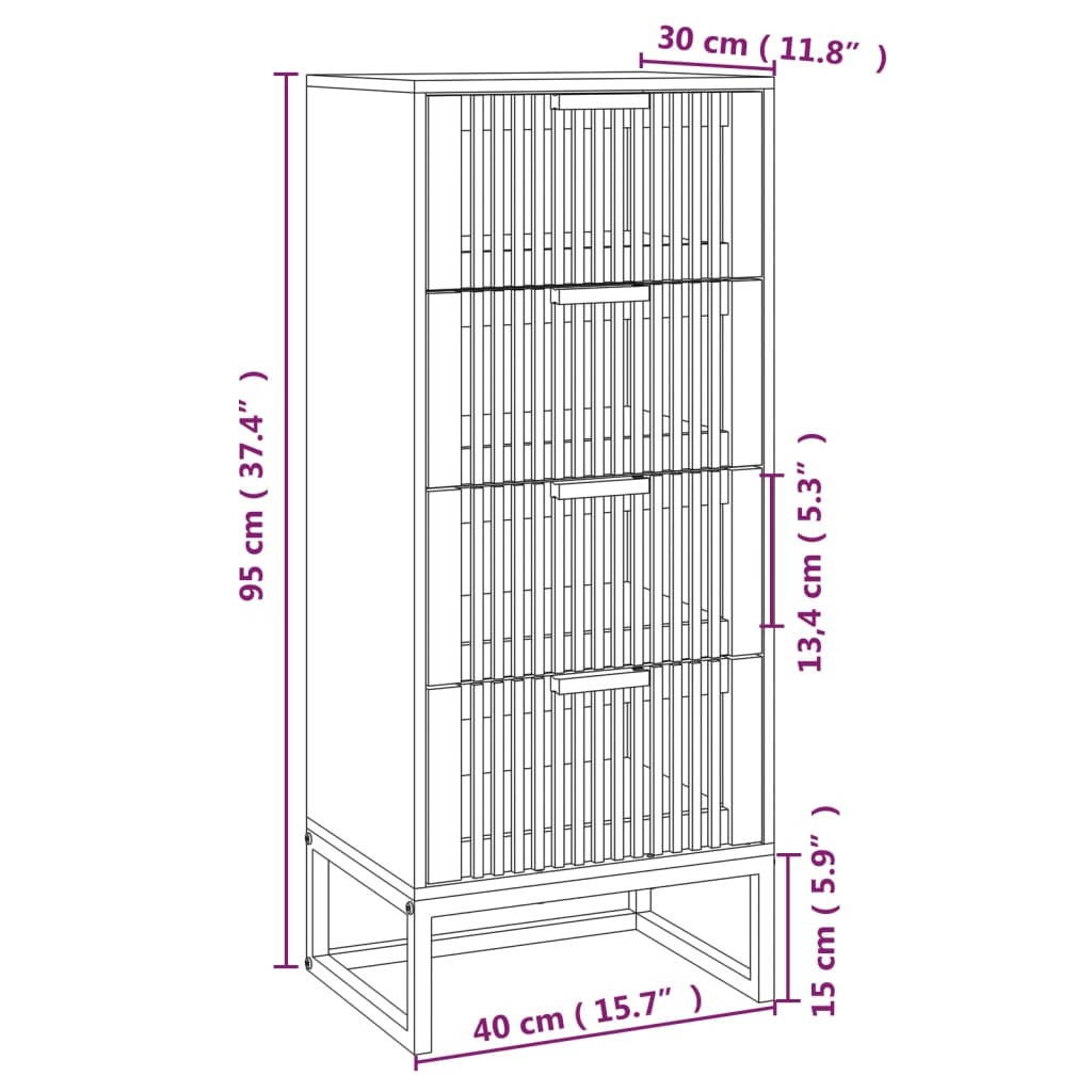 Credenza Nera 40x30x95 cm in Legno Multistrato