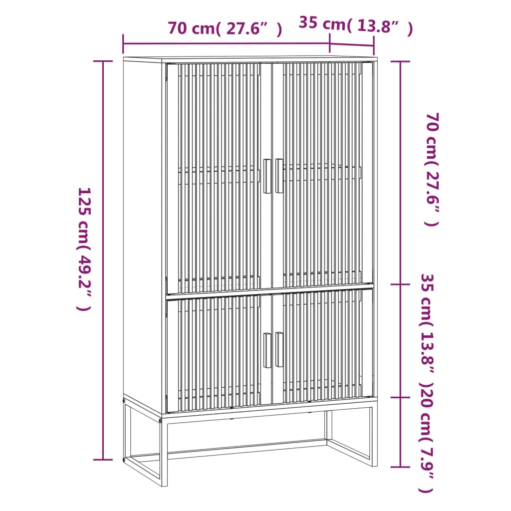 Credenza Bianca 70x35x125 cm in legno multistrato