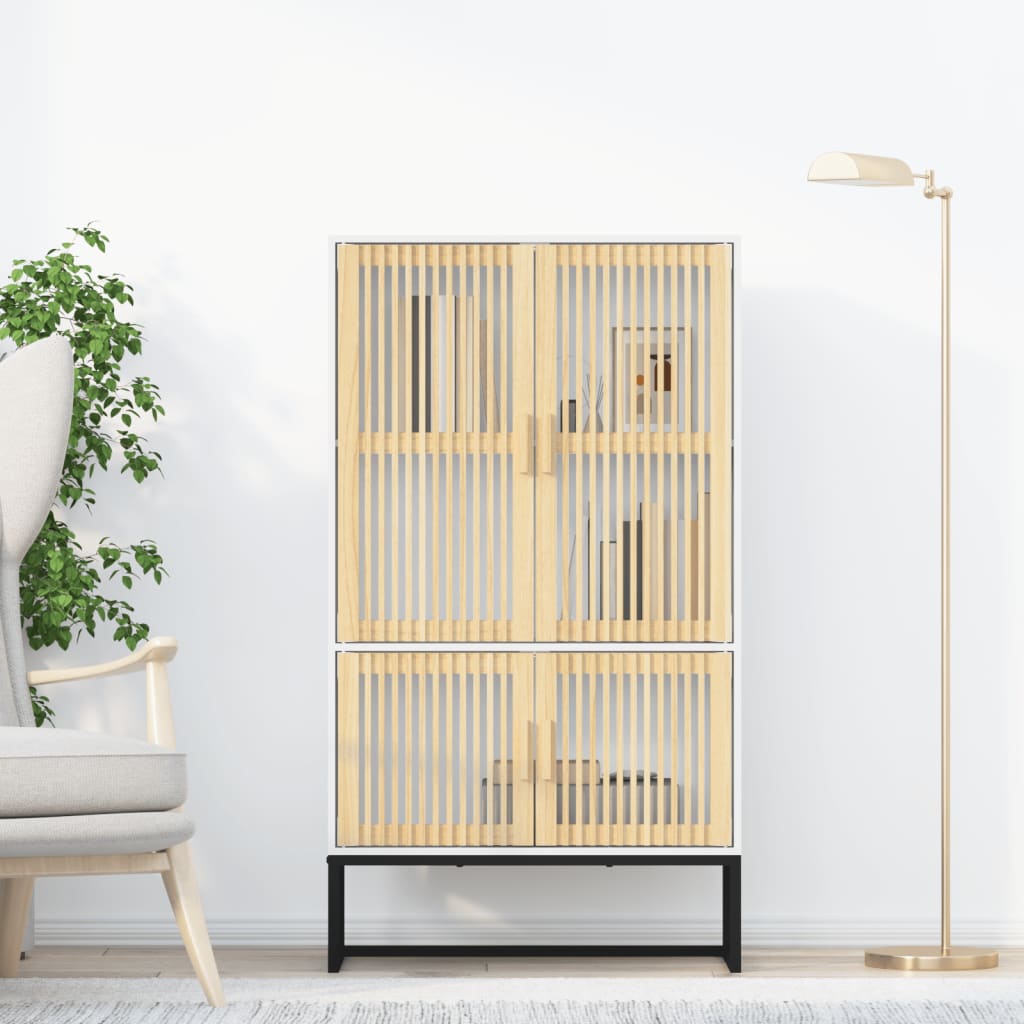 Credenza Bianca 70x35x125 cm in Legno Multistrato - homemem39