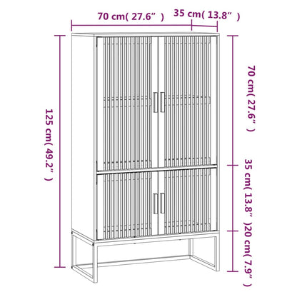 Credenza Nera 70x35x125 cm in Legno Multistrato