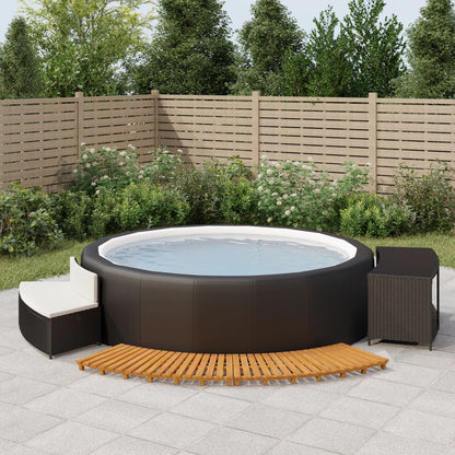 Bordo per Spa Nero in Polyrattan e Legno Massello di Acacia - homemem39