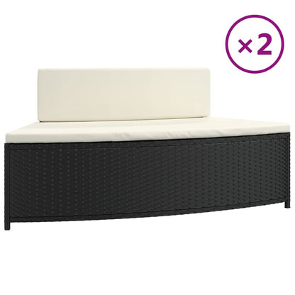 Panche per Spa con Cuscini 2 pz in Polyrattan Nero - homemem39