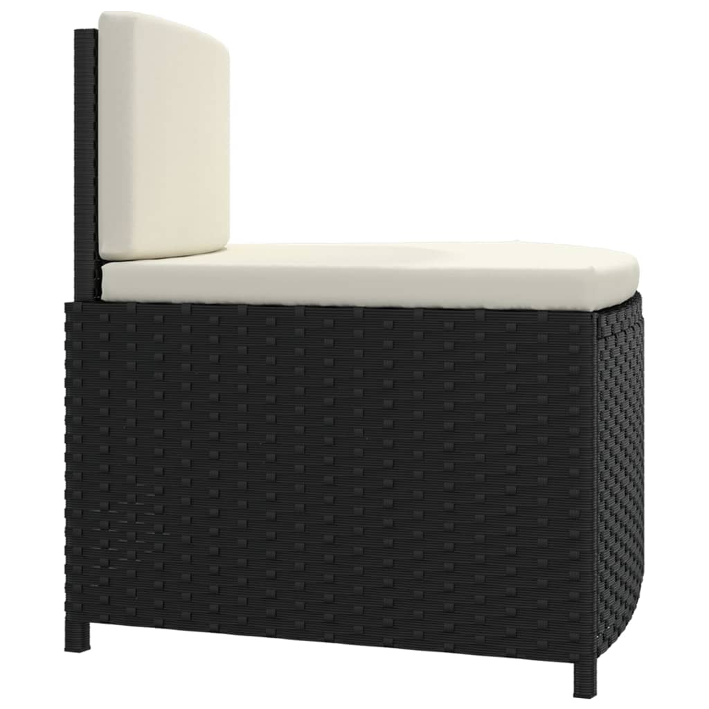 Panche per Spa con Cuscini 2 pz in Polyrattan Nero - homemem39