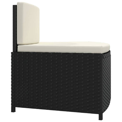 Panche per Spa con Cuscini 2 pz in Polyrattan Nero - homemem39