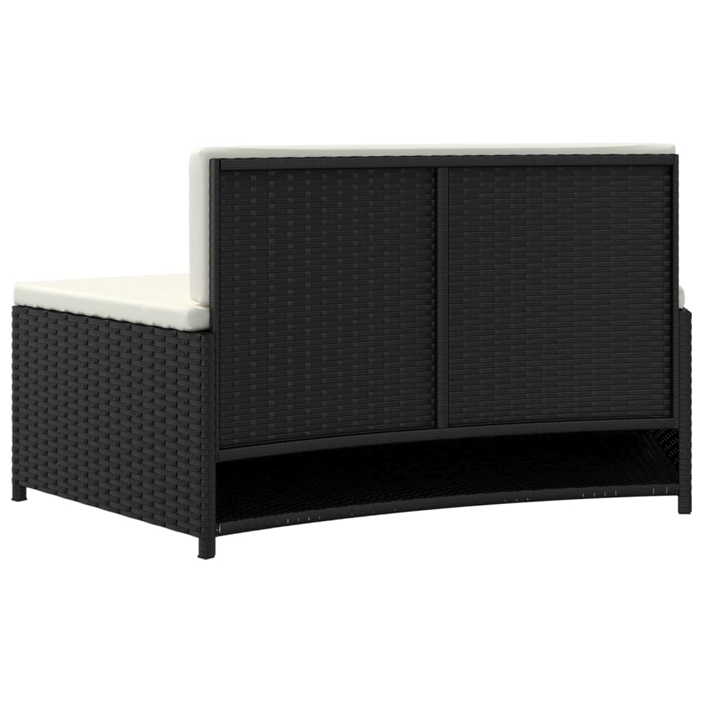 Panche per Spa con Cuscini 2 pz in Polyrattan Nero - homemem39