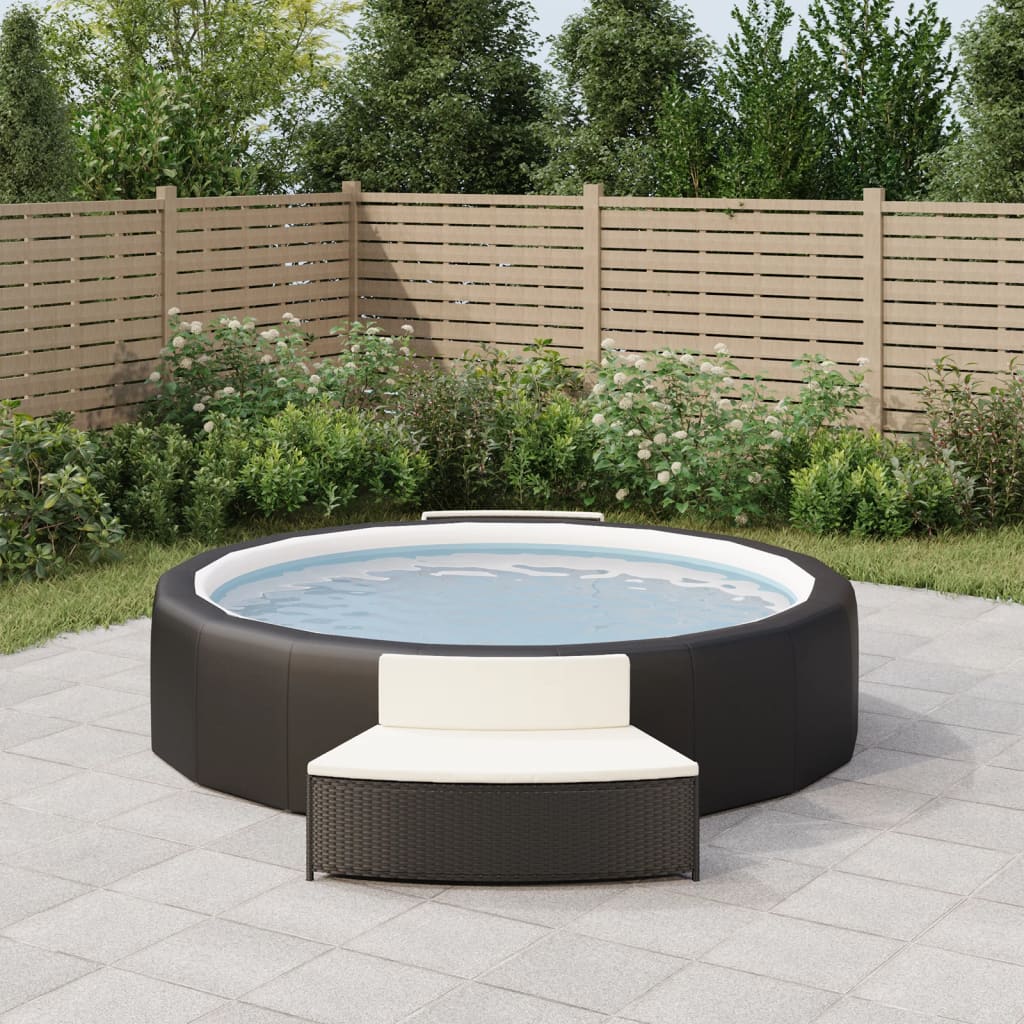 Panche per Spa con Cuscini 2 pz in Polyrattan Nero - homemem39