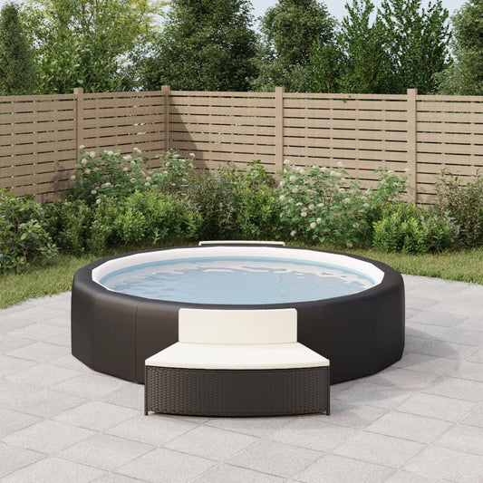 Panche per Spa con Cuscini 2 pz in Polyrattan Nero - homemem39