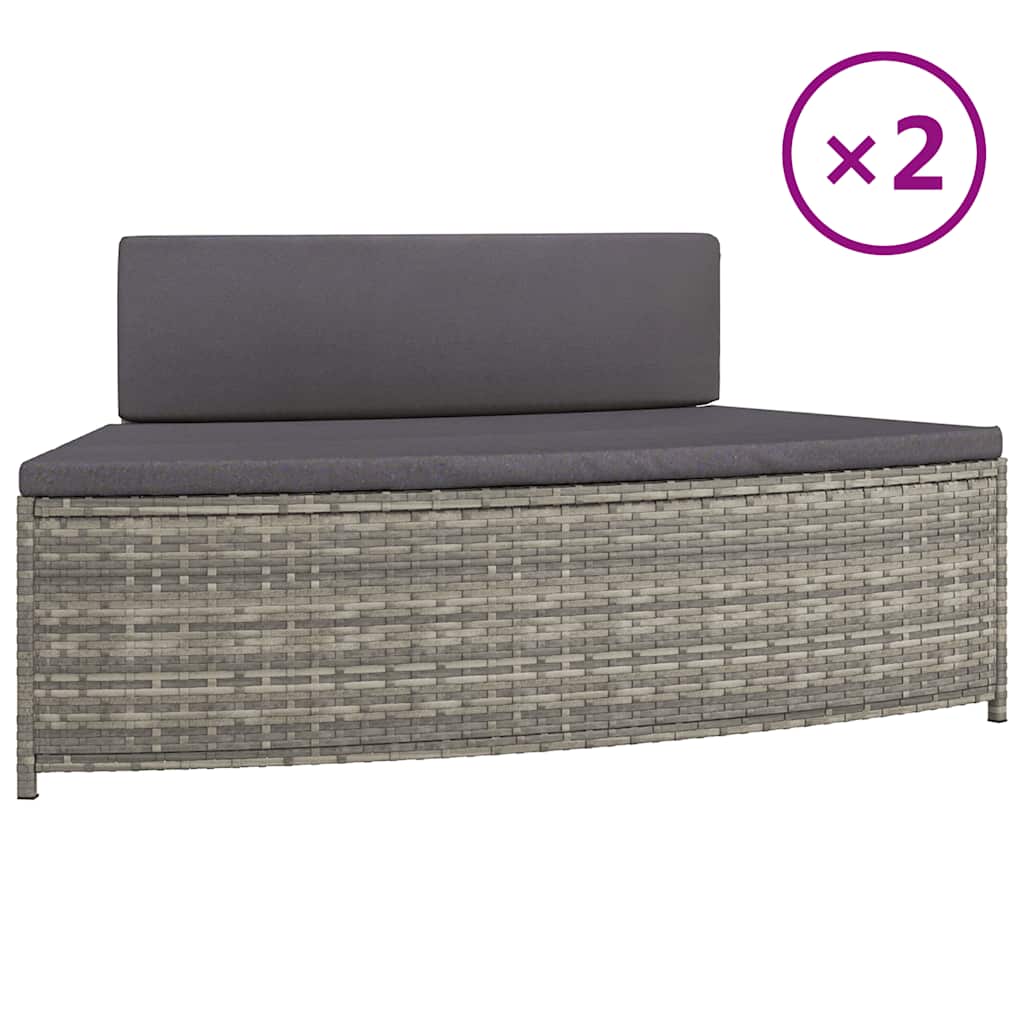 Panche per Spa con Cuscini 2 pz in Polyrattan Grigio | homemem39