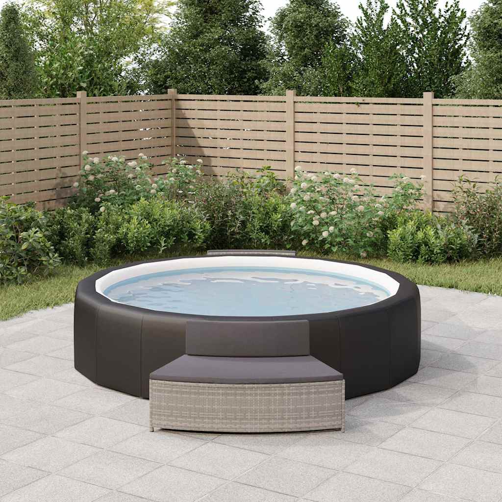 Panche per Spa con Cuscini 2 pz in Polyrattan Grigio | homemem39