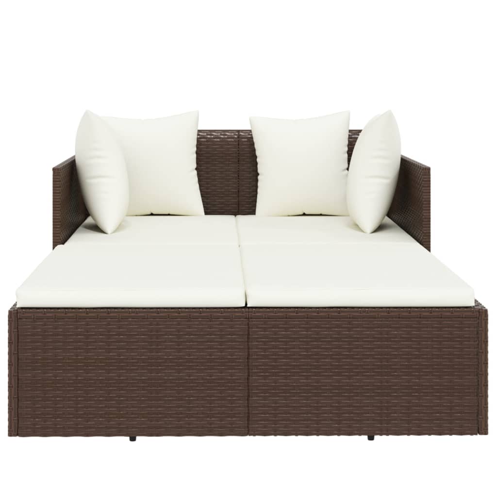 Lettino con Cuscini Marrone 182x118x63 cm in Polyrattan - homemem39