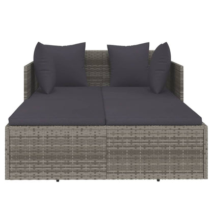 Lettino con Cuscini Grigio 182x118x63 cm in Polyrattan - homemem39