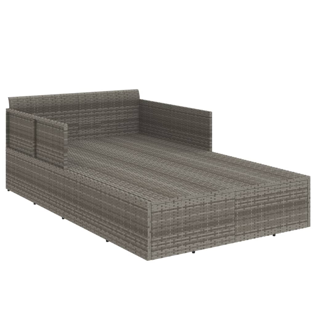 Lettino con Cuscini Grigio 182x118x63 cm in Polyrattan - homemem39