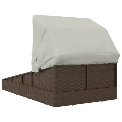 Lettino con Tetto Pieghevole Marrone 200x114x128 cm Polyrattan - homemem39