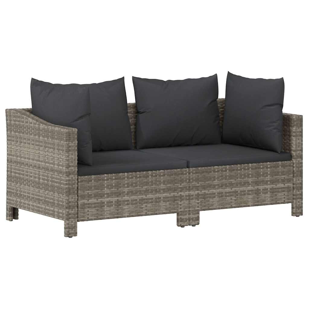 Set da giardino 2 pezzi con cuscini grigio in polyrattan