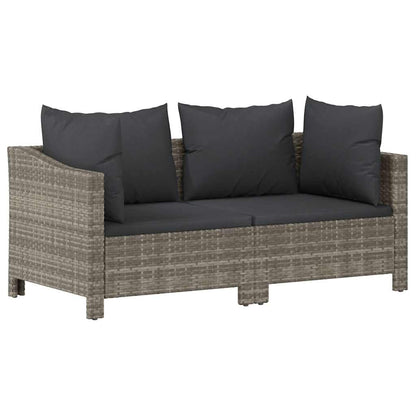 Set da giardino 2 pezzi con cuscini grigio in polyrattan