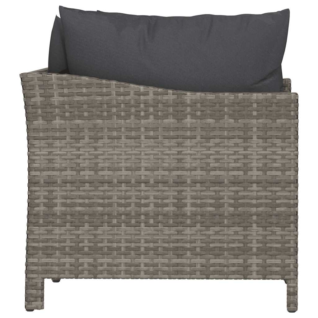 Set da giardino 2 pezzi con cuscini grigio in polyrattan