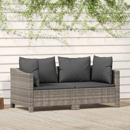 Set da giardino 2 pezzi con cuscini grigio in polyrattan
