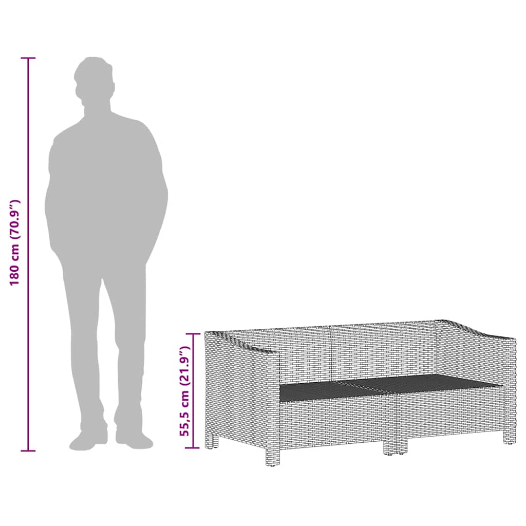 Set Divani da Giardino 3 pz con Cuscini in Polyrattan Grigio