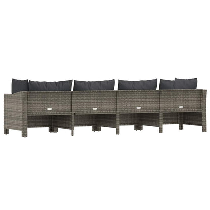 Set da giardino 4 pezzi con cuscini grigio in polyrattan - homemem39