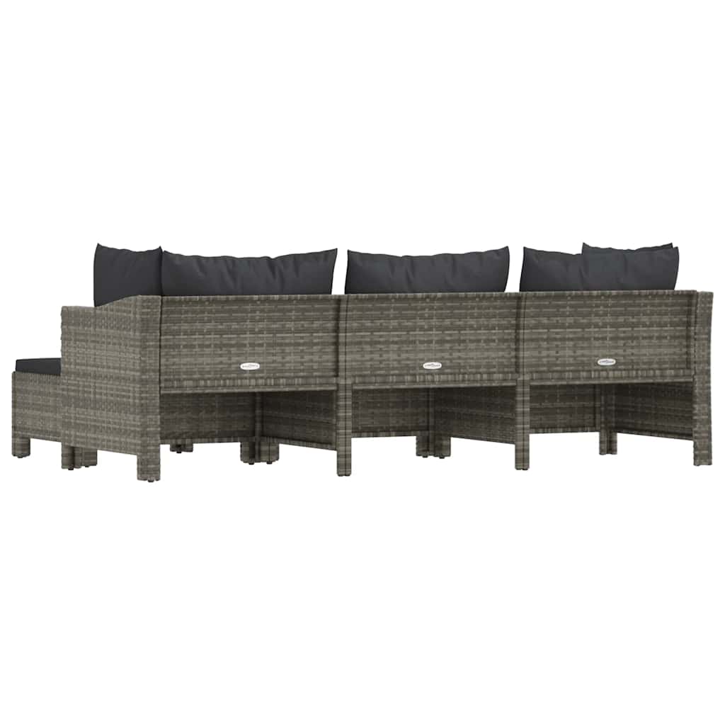 Set Divani da Giardino 4 pz con Cuscini in Polyrattan Grigio - homemem39