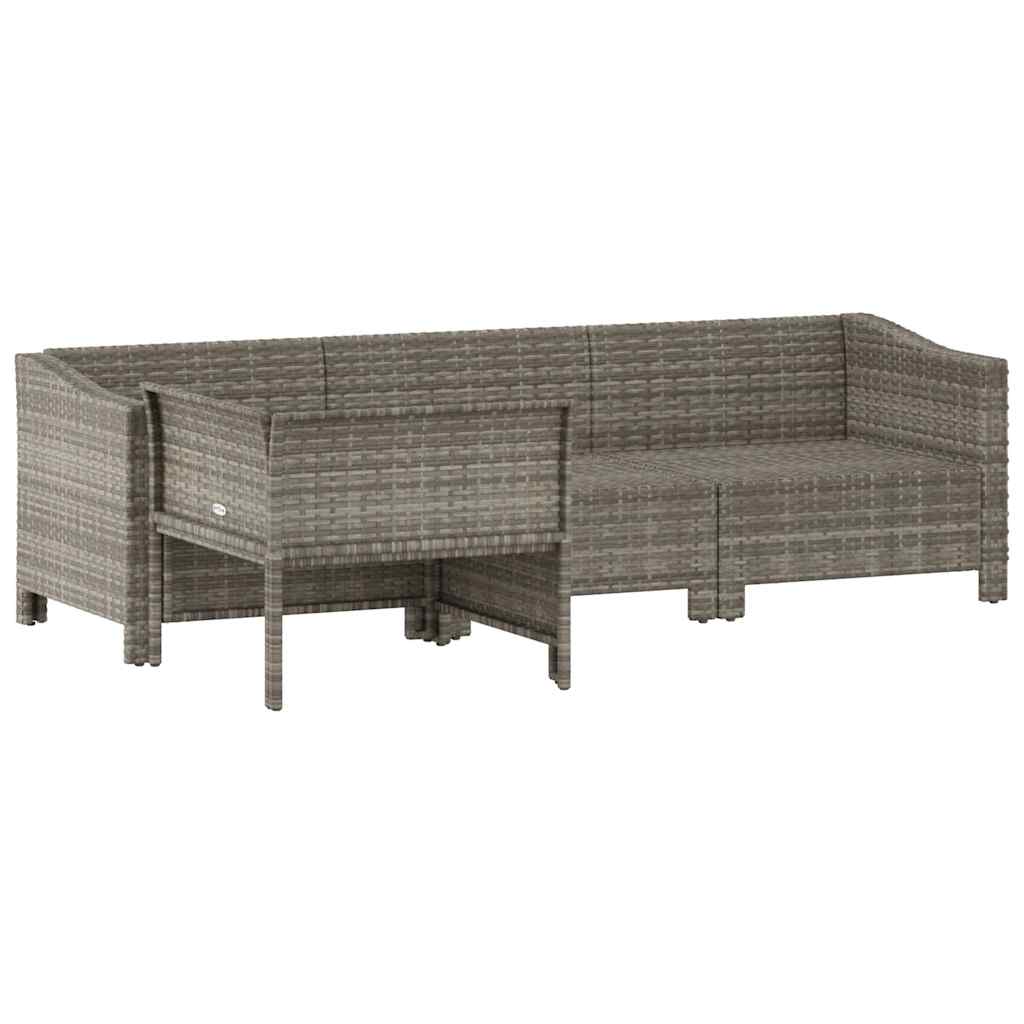 Set da giardino 4 pezzi con cuscini grigio in polyrattan - homemem39