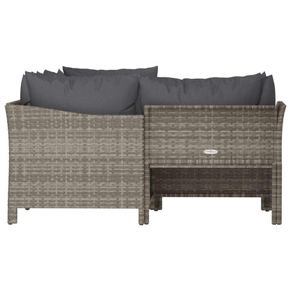 Set da giardino 4 pezzi con cuscini grigio in polyrattan - homemem39