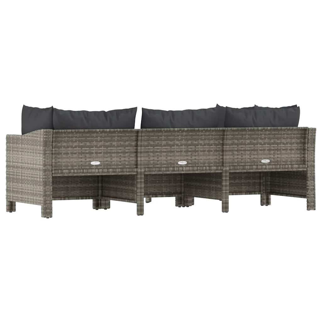 Set da giardino 4 pezzi con cuscini grigio in polyrattan - homemem39