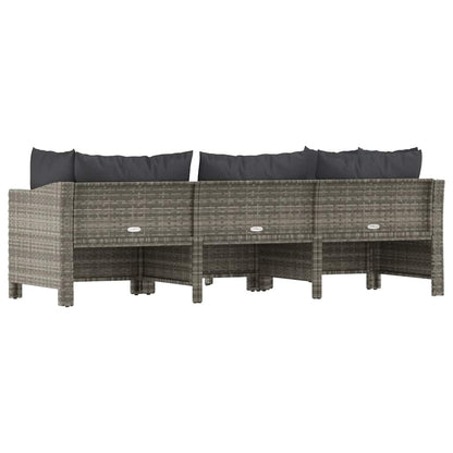 Set da giardino 4 pezzi con cuscini grigio in polyrattan - homemem39