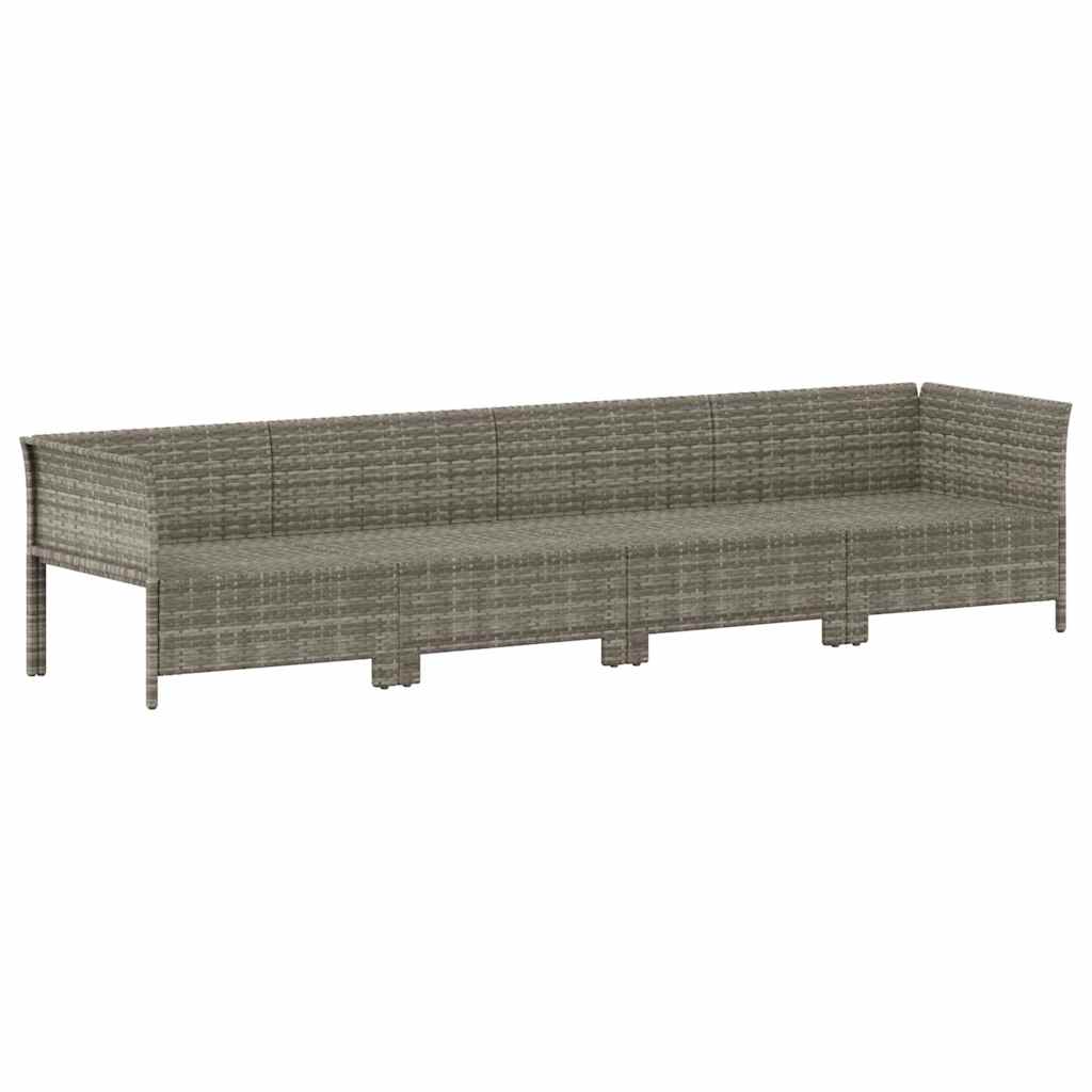 Set da giardino 4 pezzi con cuscini grigio in polyrattan - homemem39