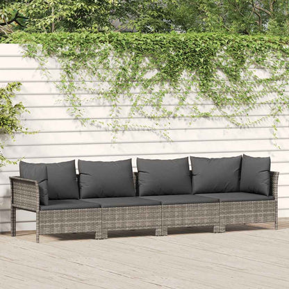 Set da giardino 4 pezzi con cuscini grigio in polyrattan - homemem39
