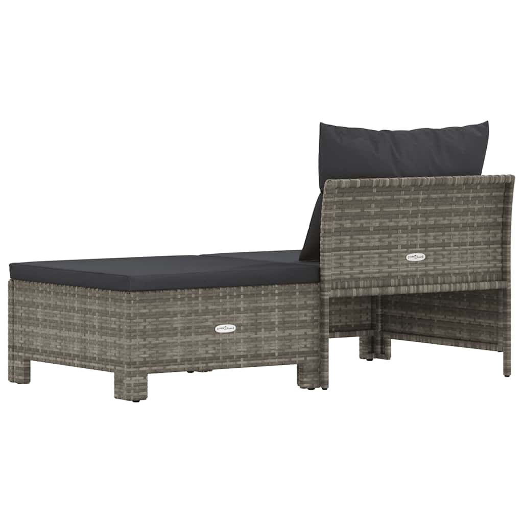 Set da giardino 2 pezzi con cuscini grigio in polyrattan - homemem39