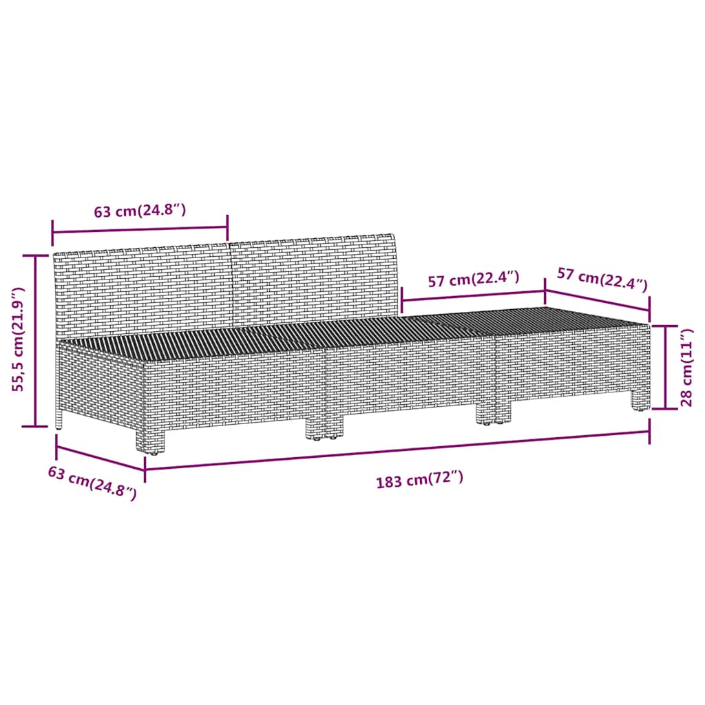 Set da giardino 3 pezzi con cuscini grigio in polyrattan | homemem39