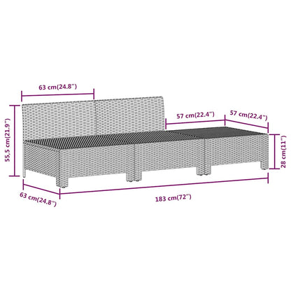Set da giardino 3 pezzi con cuscini grigio in polyrattan | homemem39