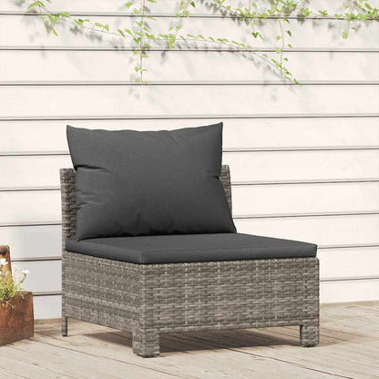 Divano da giardino centrale con cuscino grigio in polyrattan - homemem39